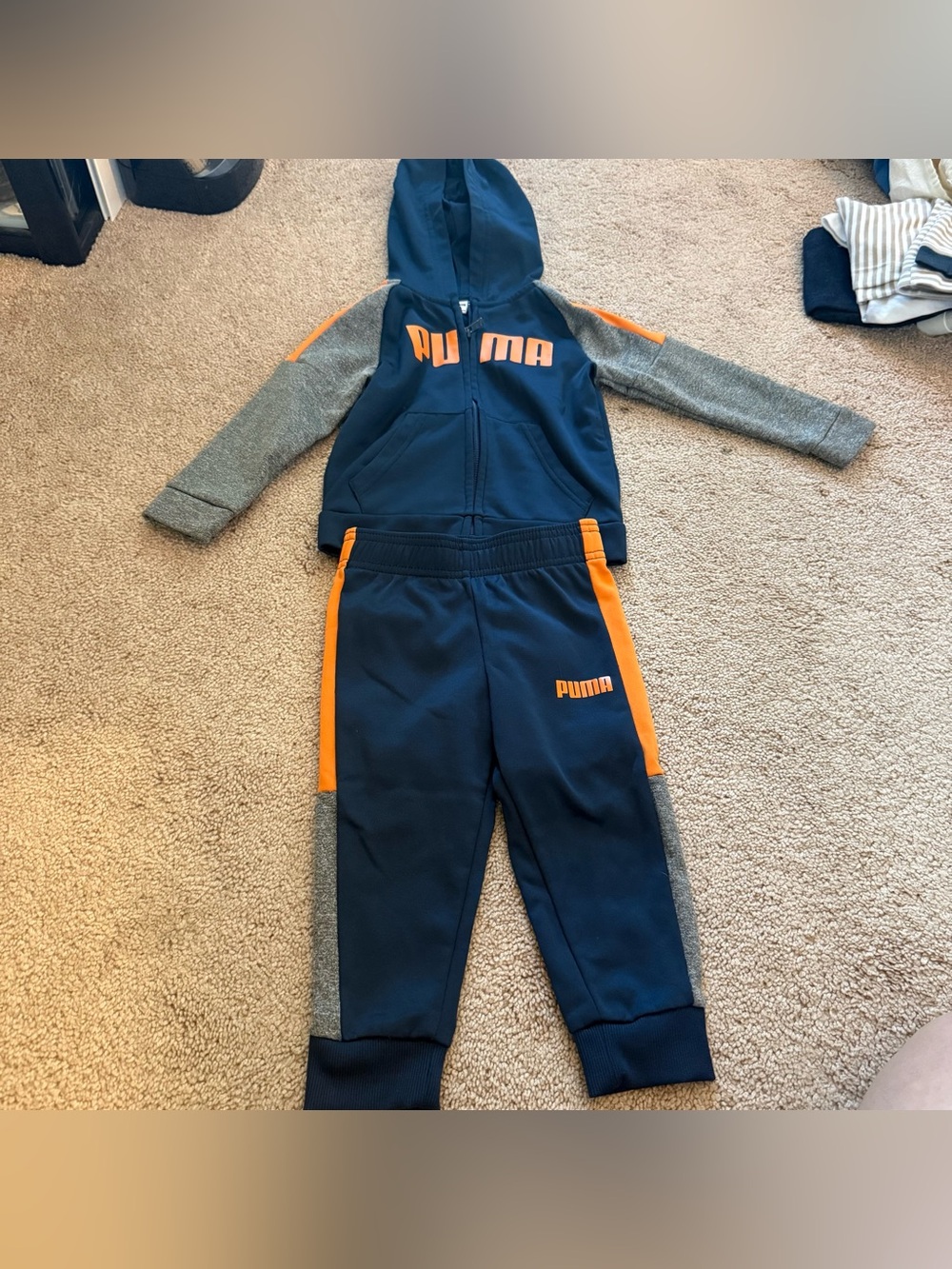 24 Months Puma Kids Navy & Orange Hoodie Jogger Set
